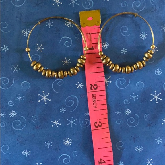 Earrings; Gold; Beaded; Hoop; Pierced; Earrings - Picture 6 of 6